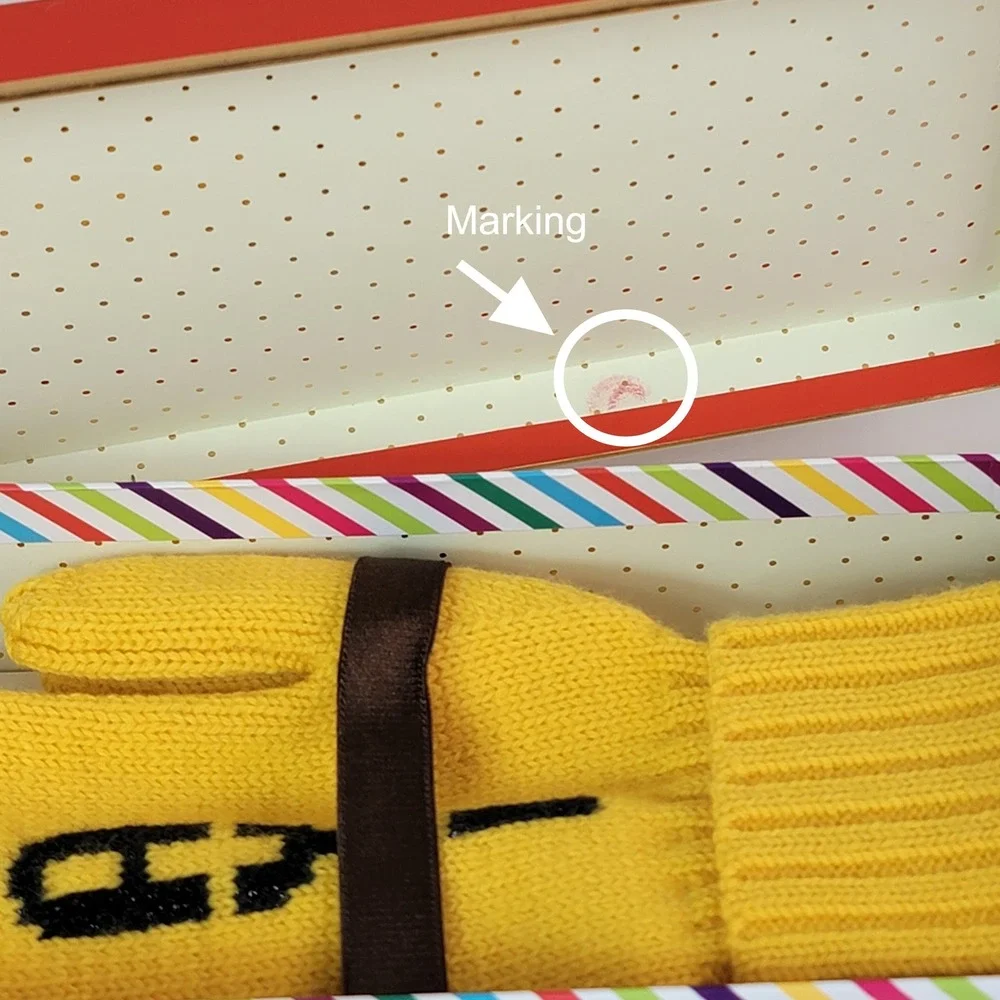 Kate Spade Metallic‎ Taxi Mittens Yellow Black Big Apple Wool Blend Original Box